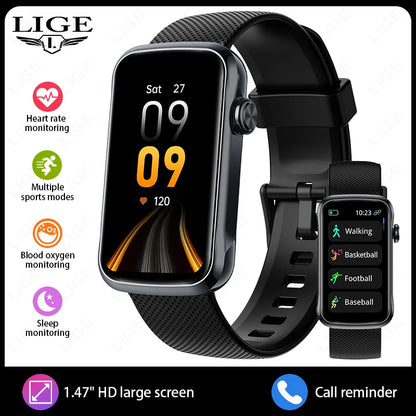 LIGE 1.47'' Smart Watch Women Men Smart Bracelet Heart Rate Step Count Sport Fitness Health Monitor Waterproof Smartwatch Ladies