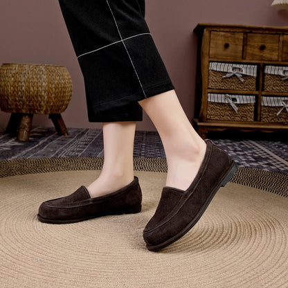 Winter Shoes Women's 2026 New Wool One-piece Women's Loafers Low Heel Fashion Casual One-Foot Slip-on Warm Ladies Shoes