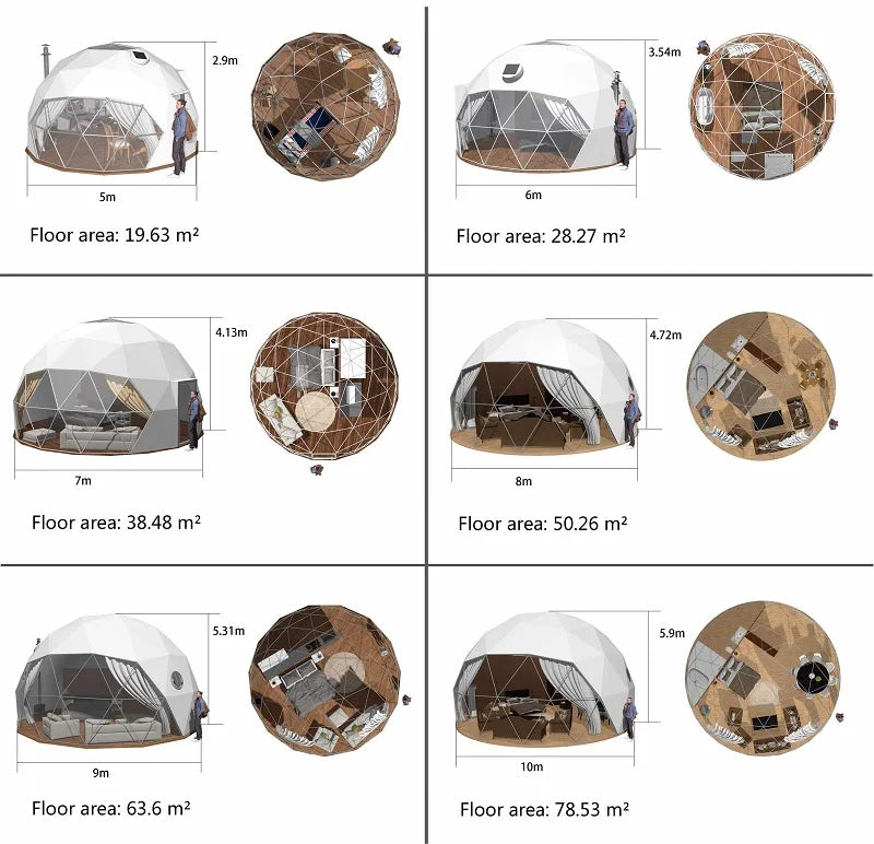 Geodesic Glass Dome Houseluxury Hotel Qlamping Tent Yurt Ball Tent Domes 9 M2