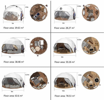 Geodesic Glass Dome Houseluxury Hotel Qlamping Tent Yurt Ball Tent Domes 9 M2