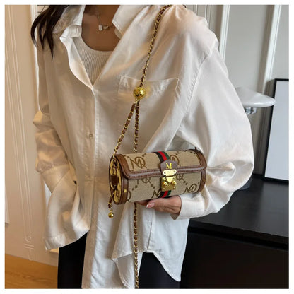 Luxury Brand Women's Evening Messenger Handbag Cylinder Shoulder Bag High-End Designer Stylish Fashion Accessory for Girls