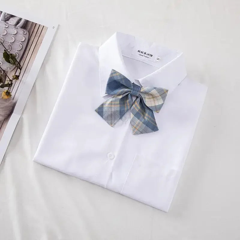 New Hot 2025 XS-3XL Women's Summer V Neck Long Sleeve Slim Casual White Shirt Tops Blouses For JK School Uniform Student Clothes