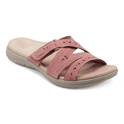 Women's Sandals,Summer Woman Orthopedic Comfy Premium Round Toe Sandals Hollow Out Hook-And-Loop Design,Flat Shoes Sandalias