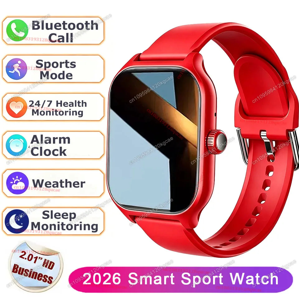 2026 Smart Watch Android IOS Phone 2.01'' Color Screen Bluetooth Answer Call Fitness Watch Tracker Smartwatch Women Men New Hw12
