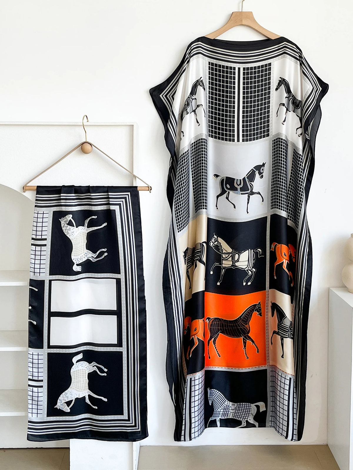 Elegant Printed Silk African Shawl Summer Fashion Long Hijab Kaftan Dress Oversize Muslim Lady Kuwait Abaya Scarf for Women