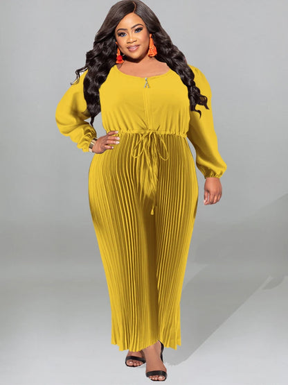 One Piece for Women Sleeves Jumpsuit Plus Size Casual Jumpsuits  Pleated Pants Elegant Long Jumpsuits Wholesale Dropshipping