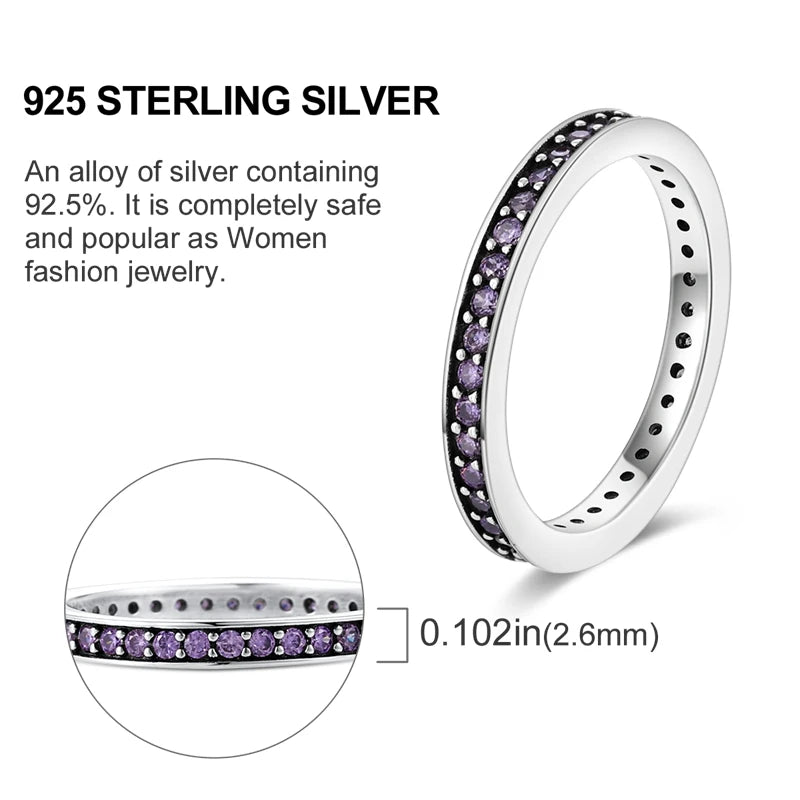 Original 925 Sterling Silver Ring Colorful Diamonds Cubic Zircon Finger Ring For Women Jewelry Wedding Engagement Birthday Gift