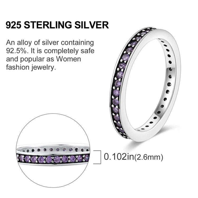 Original 925 Sterling Silver Ring Colorful Diamonds Cubic Zircon Finger Ring For Women Jewelry Wedding Engagement Birthday Gift