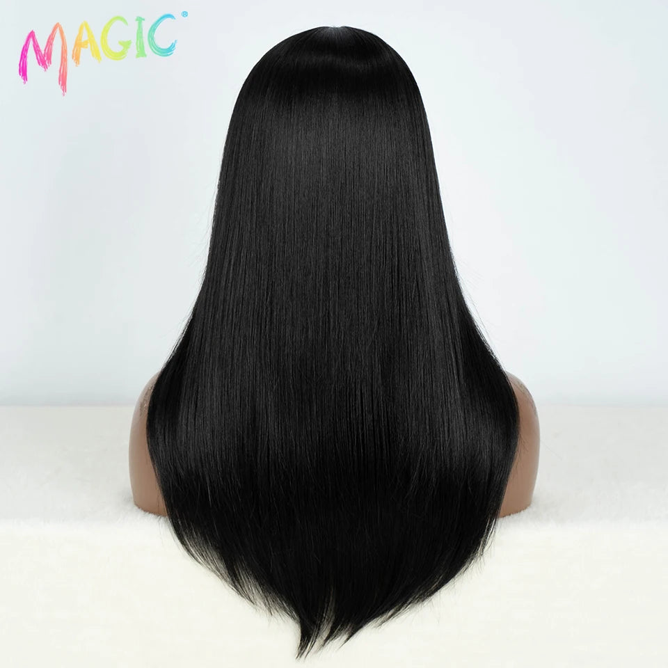 Magic Hair Synthetic Lace Front Wigs For Black Women Straight Bob Wigs 22 inch Easy Wear Ombre Brown Blonde Wig Cosplay Wig