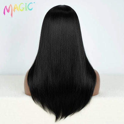 Magic Hair Synthetic Lace Front Wigs For Black Women Straight Bob Wigs 22 inch Easy Wear Ombre Brown Blonde Wig Cosplay Wig