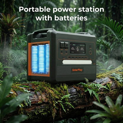 SOLARPLAY Q2402M Portable Energy Storage Power Station 2500W 2304Wh LiFePO4 Battery Support Foldable Solar Panel Charging Multi AC Output for Camping RV Home Off-Grid Power Supply