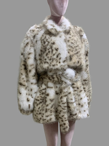 Nerazzurri Autumn Winter Colorful Oversized Thick Warm Hairy Faux Lynx lynx Fur Coat Women Sashes Luxury Fluffy Jacket Clothes