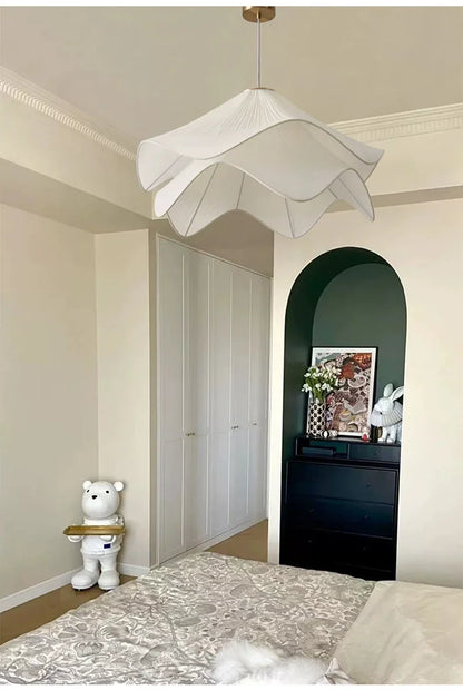 Nordic Minimalist Wabi Sabi Creamy Wind Fabric Chandelier Living Dining Room Bedroom Pendant Lights Home Hanging Lamp Fixture