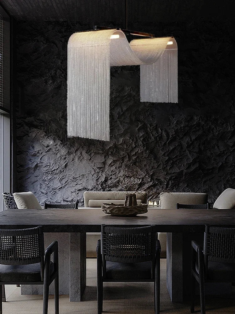 Waterfall Tassel Metal Pendant Lights European Designer LED Home Decor Hanging Lamps for Ceiling Living Room Chandelier Lighting