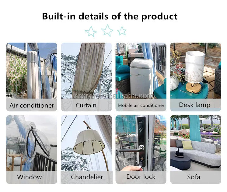 XIYUE Villa Garden Wind Resistance Pc Polycarbonate Planetarium Dome Tent Modular Domes Tent for Resorts Camping Geodesic Dome