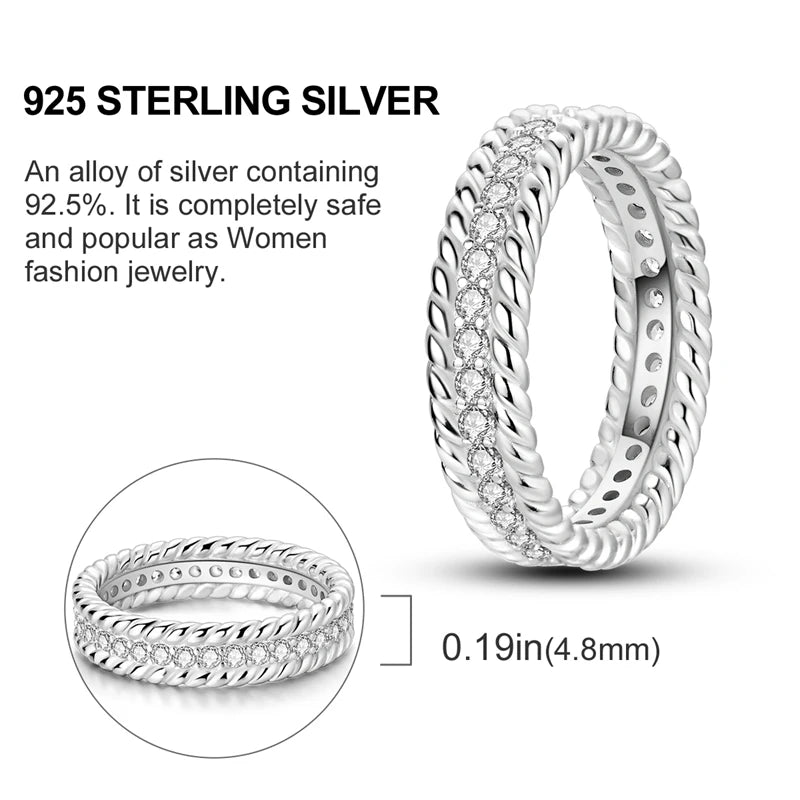 2026 New 925 Sterling Silver Rings Zircon Sparkling CZ Rings Rings For Women Original Wedding Fine Jewelry Accessories Gifts