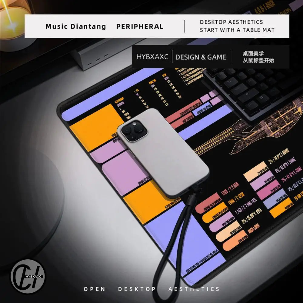Starship Blueprint Pad Desk Pad HYBXAXC Gamer Computer Cabinet Star Trek Game Office Accessories Keyboard Anime Extended Large