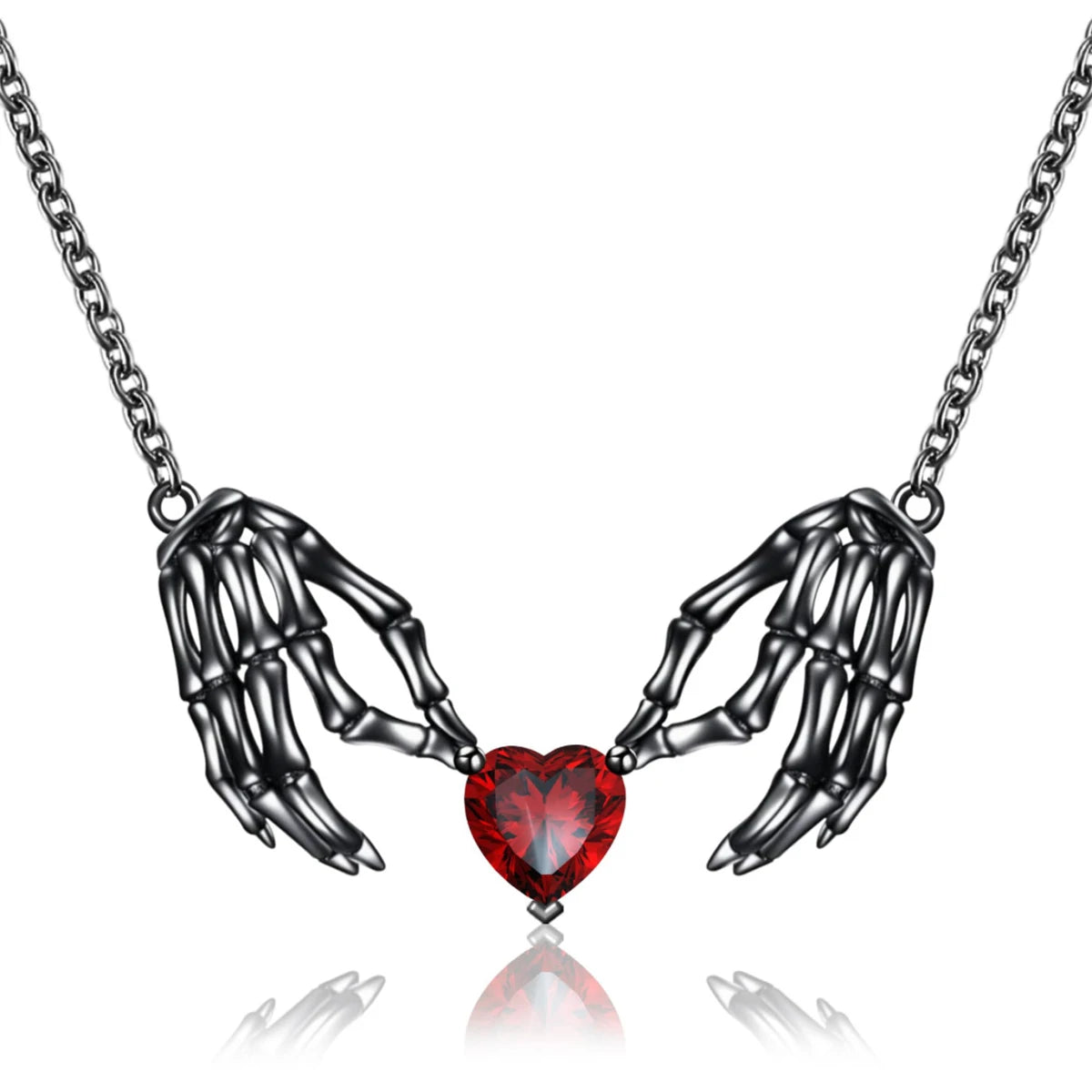 Gothic Punk Bat Wings and Heart-Shaped Resin Pendant Necklace - Dark Fantasy Style Alloy Chain, Halloween Gift for Women, Casual Fashion Accessories