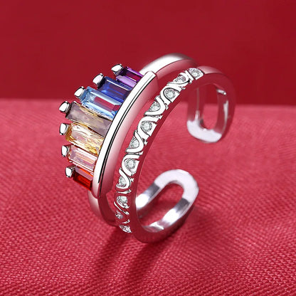 925 Sterling Silver Ring Heart AAA Zircon Open adjustable Engagement For Women Wedding Fashion Jewelry Party Gifts