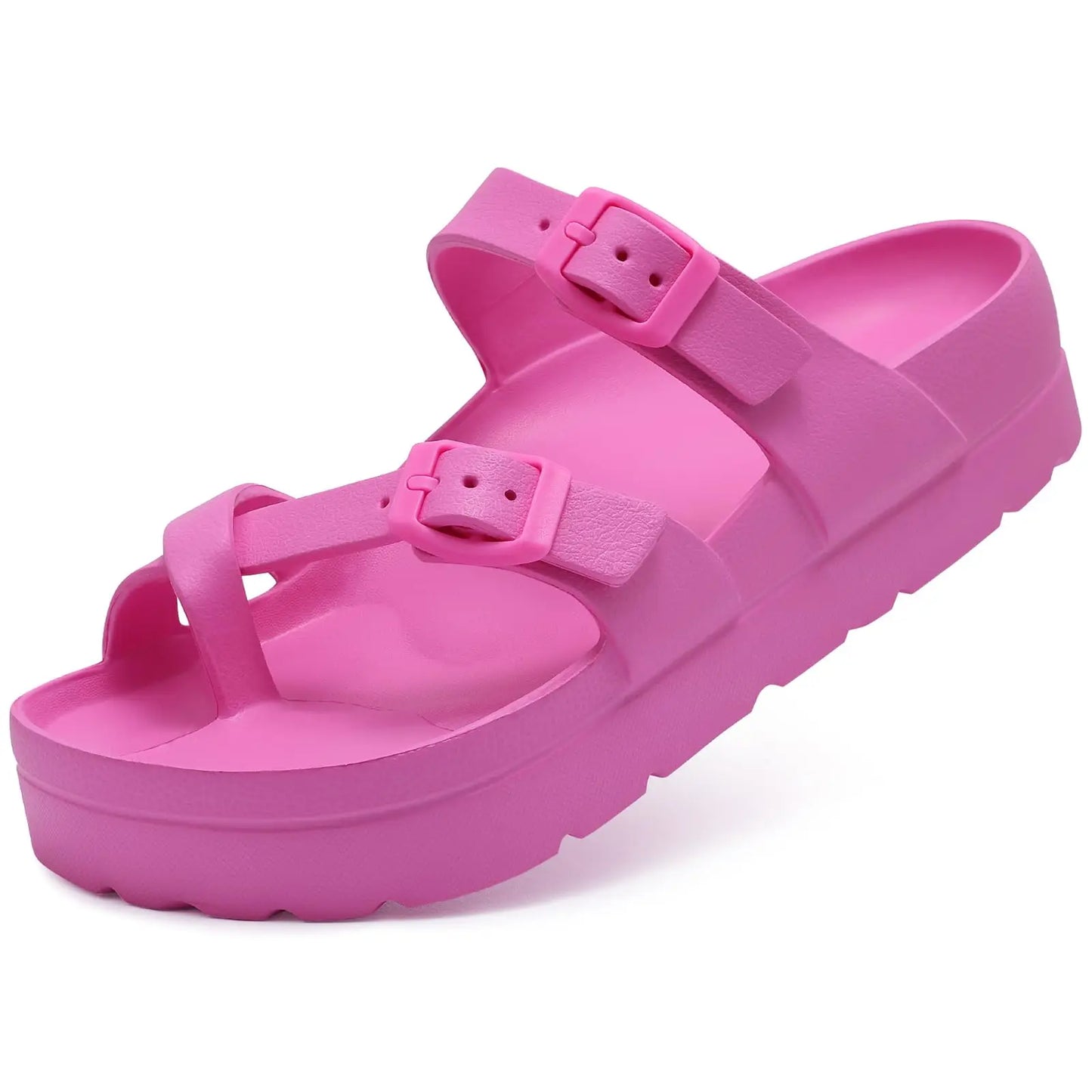 Shevalues Casual Women's Sandals With Arch Support Anti-slip Fashion New Slides Soft Sole Beach Slippers With Adjustable Buckle