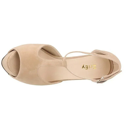 Platform Open Toe High Heels Summer Women Ankle Strap Sandals Sexy 14cm High Heels Buckle Thick Pumps Wedding Jazz Dance Shoes