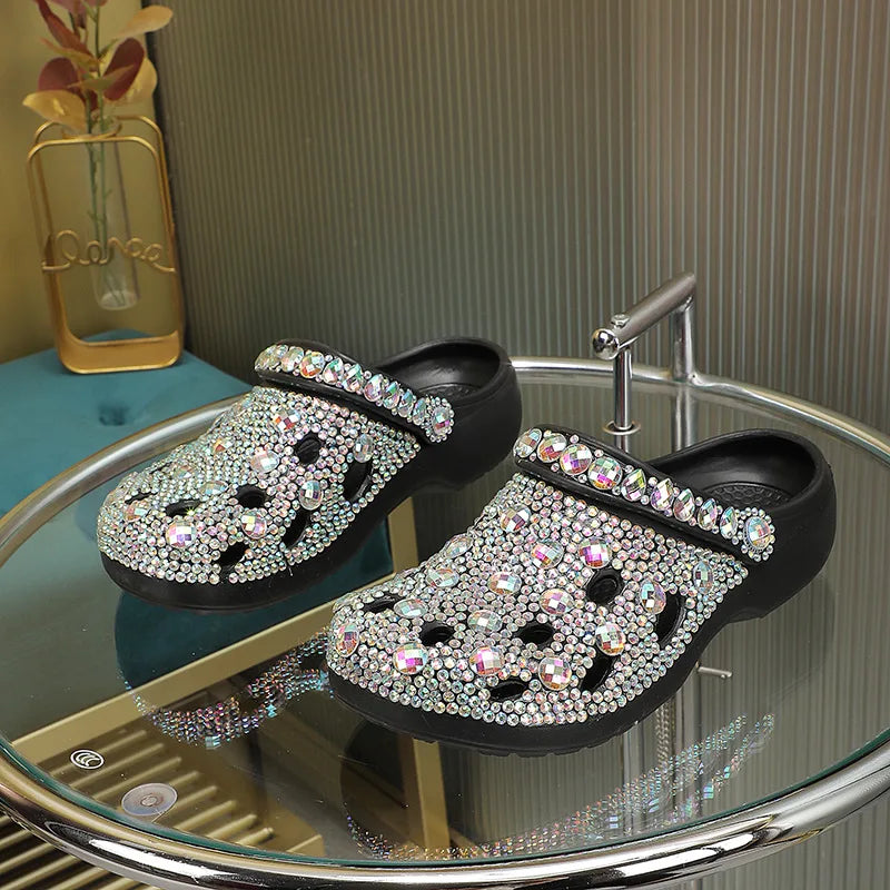 Women Summer Luxury Slippers EVA Rhinestone Decoration Sandals Beach Slides Flip Flop Soft Fashion Casual Shoes For Female 35-41