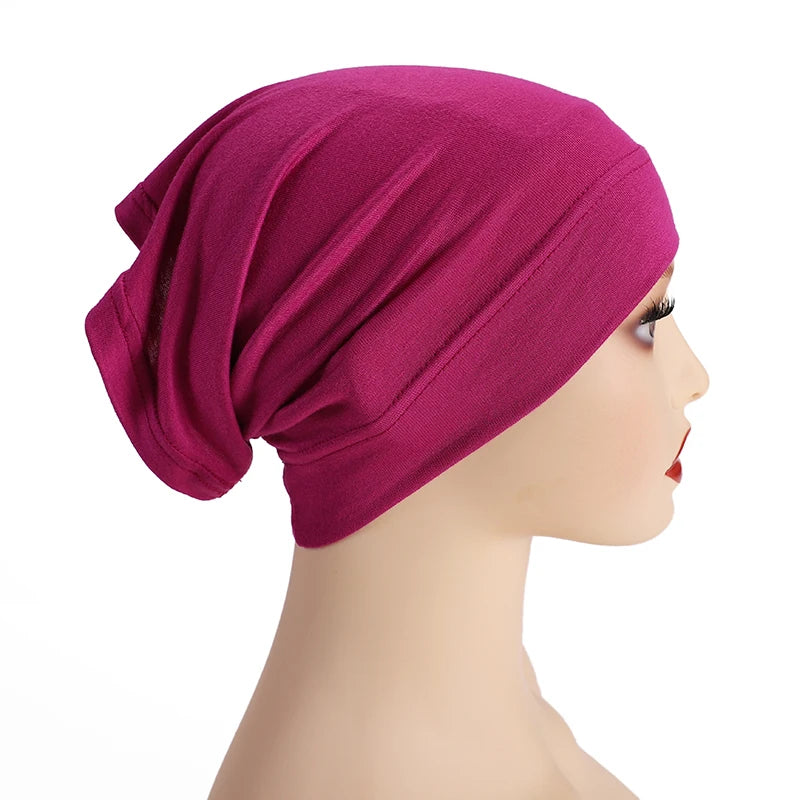 Soft Modal Inner Hijab Cap Muslim Stretch Turban Cap Islamic Underscarf Bonnet Hat Female Headband Tube Cap Turbante