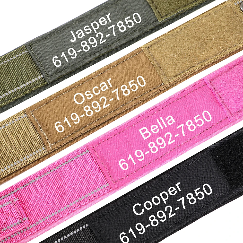 Custom Military Dog Collar Personalized Tactical Nylon Accessories Collar Adjustable Medium Large Dogs German Shepherd Collars