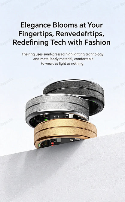 2026 New Smart Ring Bluetooth Heart Rate Body Temperature Monitor AI Health Analysis 5ATM Waterproof Sports Smartring Men Women