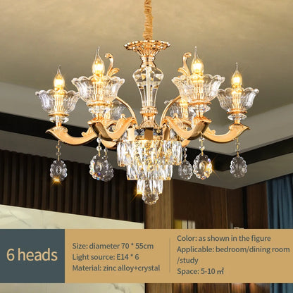 European Style Pendant Lamp Living Room Lamp Crystal Luxurious Atmosphere French Style Restaurant Lamp Duplex Building Lights