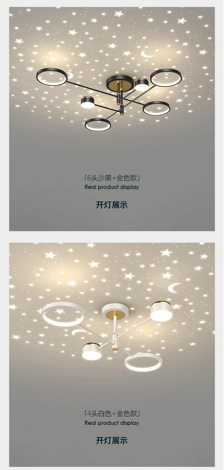 2025 New Chandeliers Romantic Starry Modern Ceiling Light Fixture 6 Lights White Creative Home Stepless Dimmable Ceiling Lamp