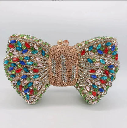 Newest Rhinestone Green/Black Clutch Purse Bow Luxury Diamond Women Red Evening Clutches Bags Wedding Bridal Bag Stones Handbags