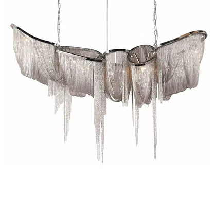 Italian Luxury Gold Tassel Chandeliers Designer Lighting Living Dining Room Decor Aluminum LED Pendant Lamp Villa Hanging Lights
