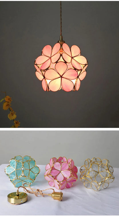 Modern Glass Pendant Lights for Restaurant Cafe Decoration Hanging Lamp Ceiling Chandeliers Nordic Flower Lighting Hotel Decor
