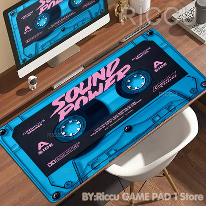 Retro VHS Style Xxl Mouse Pad Computer Large Size Mousepad Non-slip Gamer Keyboard Mausepad 90x40cm Art Design HD Deskmat Carpet