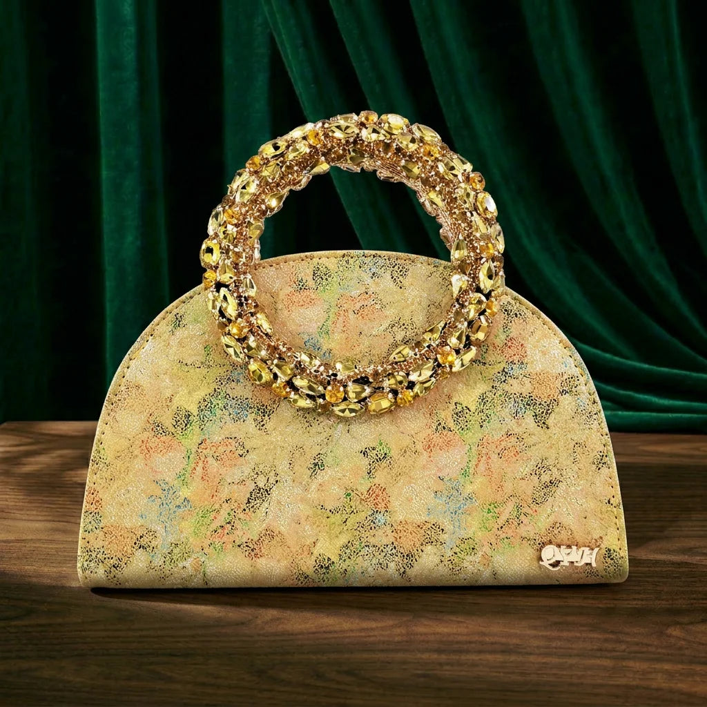 Multicolor Glitter Rhinestone Ring Handle Evening Clutch And Women High Heels Shoes Set Wedding Party Matching Bag