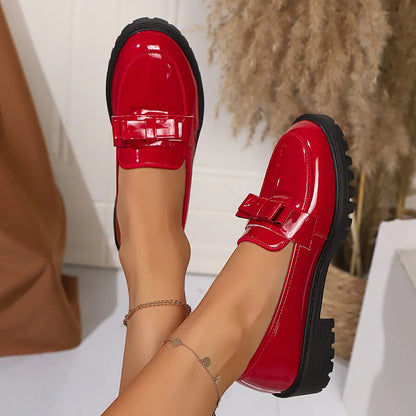 European and American Luxury Womens Leather Shoes Autumn New Outdoor Leisure Loafers Fashion Lacquer Leather Women's Shoes