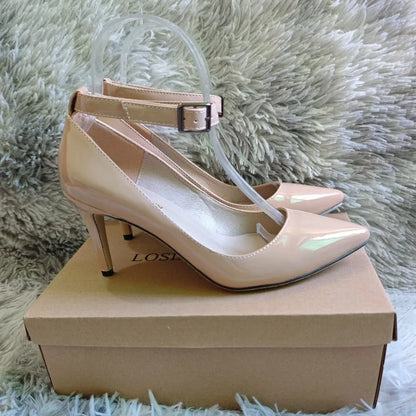 Women Sexy Pumps Stilettos 9cm Mid Pointed Toes High Heels Classic Spring Brand Design Office Black Red Dress Wedding Shoes