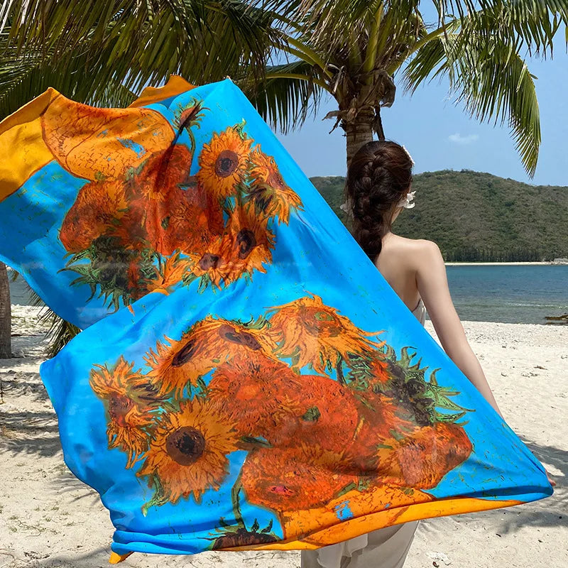 Beach Scarf Women Luxury Designer Tree Print Shawls Travel Long Foulard Female Sun Protection Wraps New YD0861