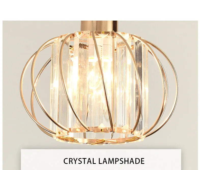 Crystal LED Pendant Lights For Dining Room Living Room Nordic Black Iron Shade 1/3 Lights Kitchen Decor Hanging Ceiling Lamp