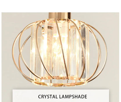 Crystal LED Pendant Lights For Dining Room Living Room Nordic Black Iron Shade 1/3 Lights Kitchen Decor Hanging Ceiling Lamp