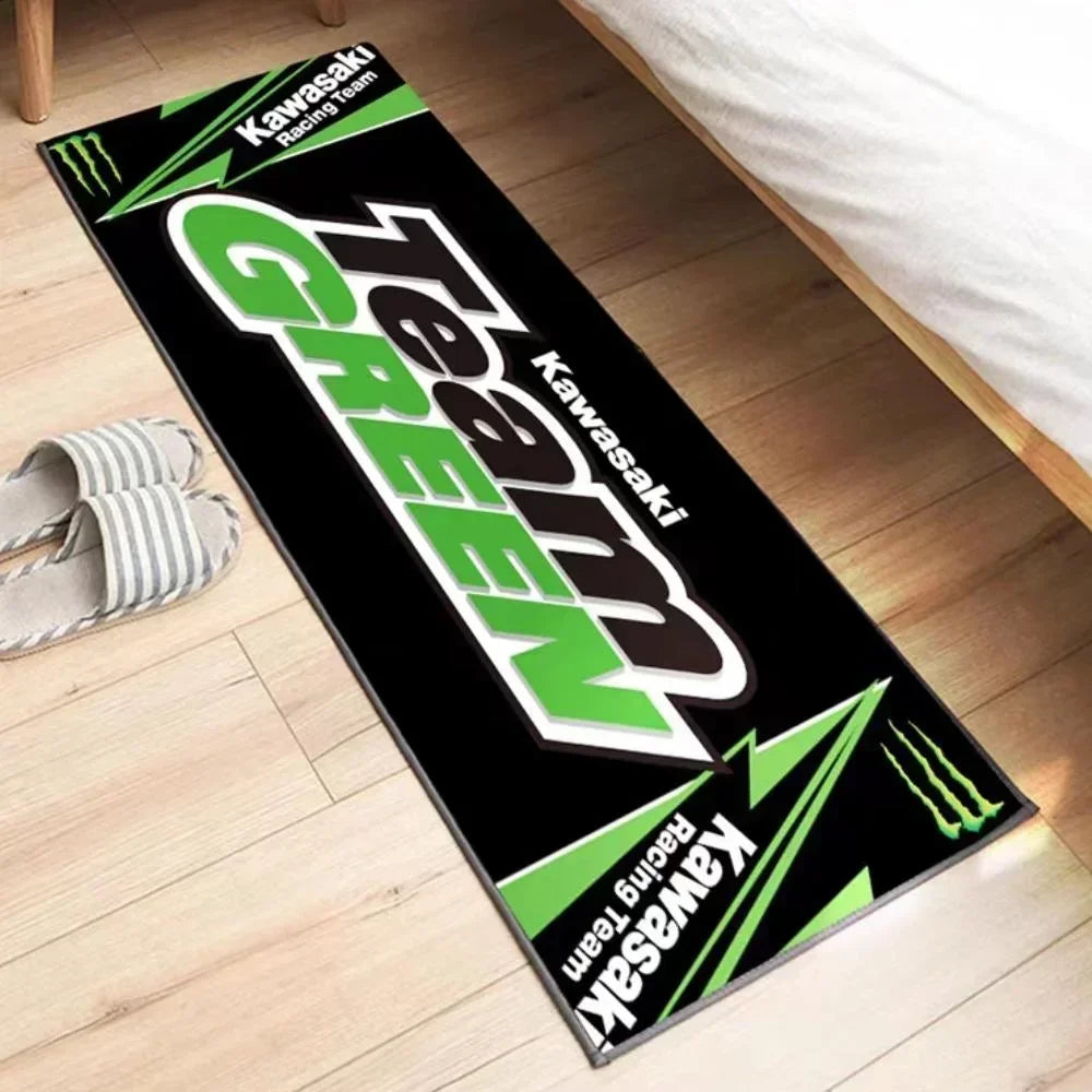 Kawasaki Motorcycle Carpet Garage Mat Racing Cool Moto Display Motorcycle Display Mat Kawasaki Anti-slip Floor Decoration Rug