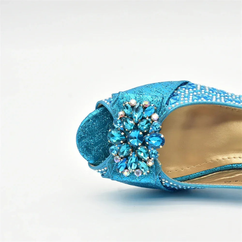 New Design Women Shoes and Bags To Match Set Nigeria Party Italian Shoe and Bag Set for Party in Women Rhinestone Women Pumps