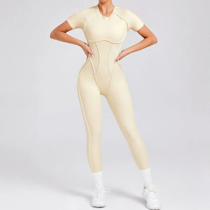Women's Sports Jumpsuit Kit Yoga Fitness Bodysuit Hip-lifting Open Back Tight High Elasticity Outdoors Gym Workout Sexy Clothes