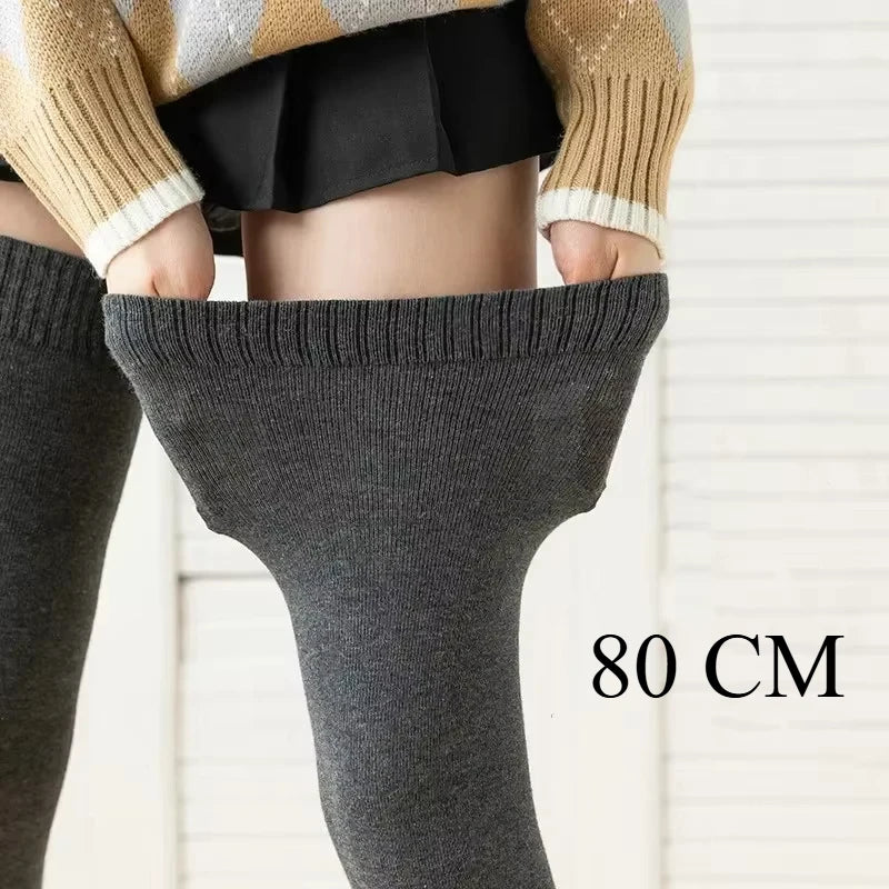 80cm Extended Over Knee High Socks Silicone Anti Slip High Tube Cotton Socks High Elasticity Loose Oversized Women's Stockings
