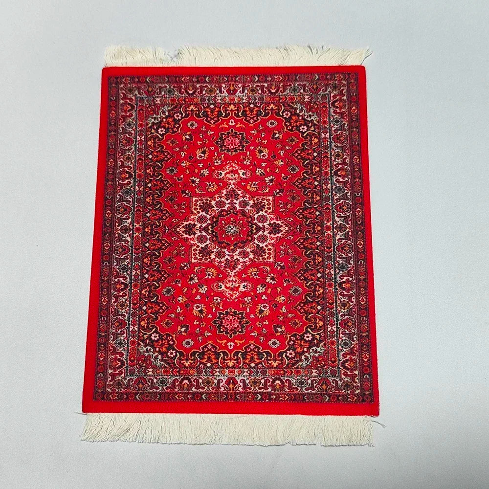 Woven flower Persian carpet small coaster wholesale merchants cheap mouse pad desk mat retro style rubber non-slip computer mats