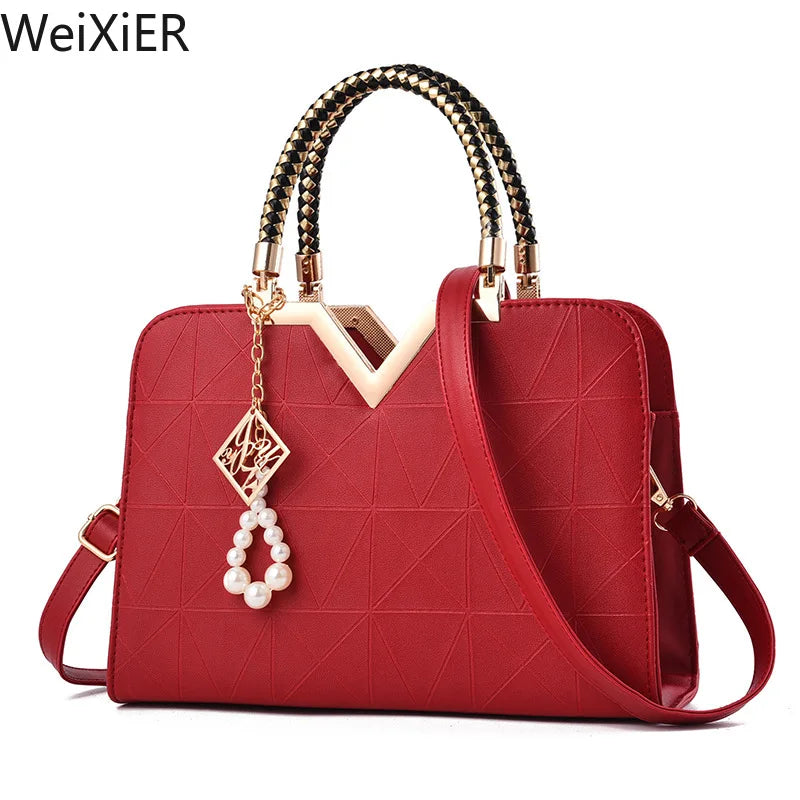 Top-handle Bags Designer Shoulder Bag for Women Fashion Handbags High Quality Unusual Pu Shell Bags Beading Zipper Luxury Brand