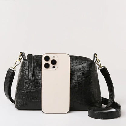 100% Genuine Cowhide Crocod Pattern Luxury Shoulder Bags For Women Designer Solid Color Soft Crossbody Bag Handbags Purses Sac