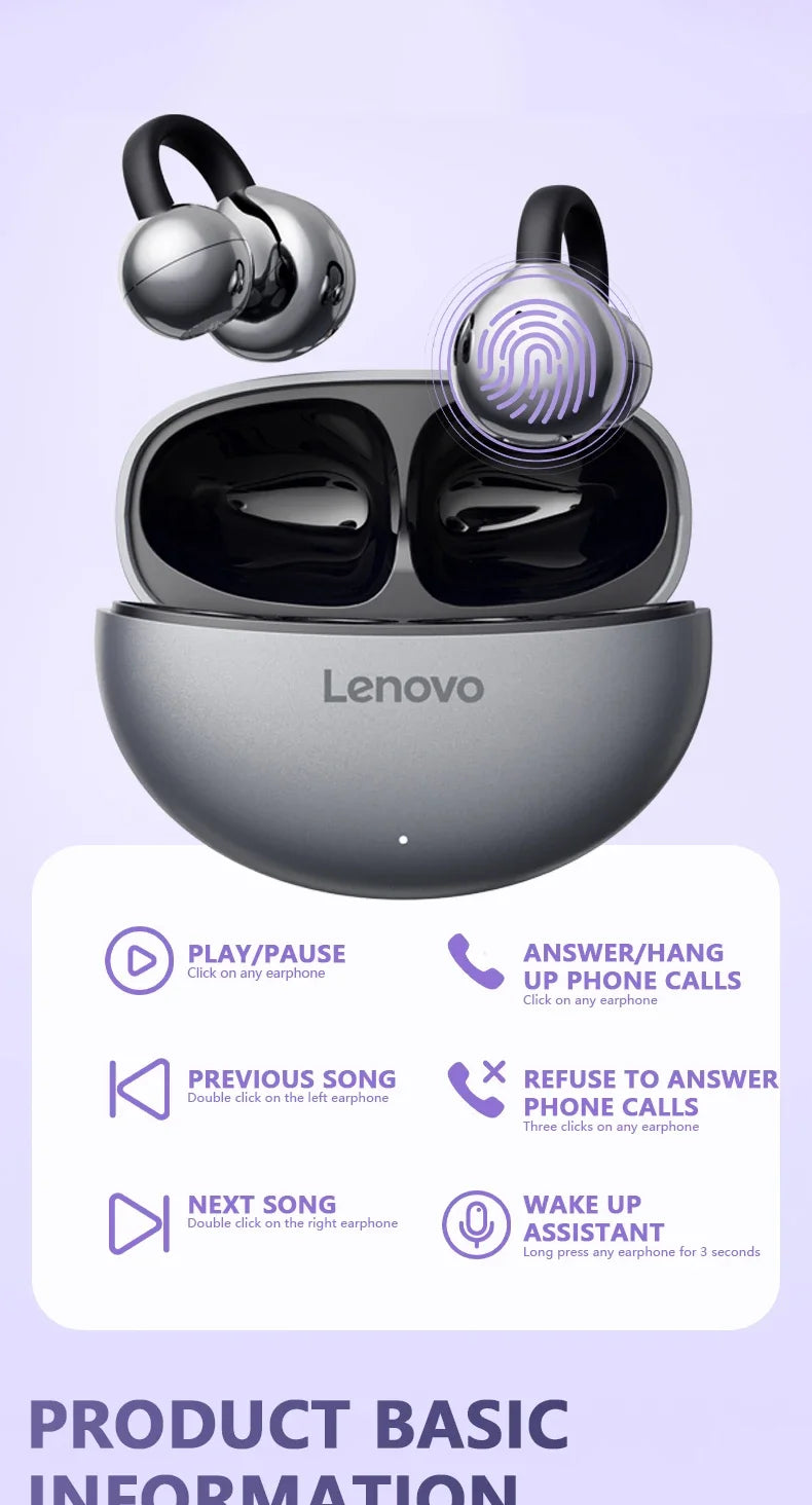 Original Lenovo TA410 Bone Conduction Wireless Earphones OWS 5.4 Bluetooth Headphones Stereo Music Call Noise Cancelling Earbuds