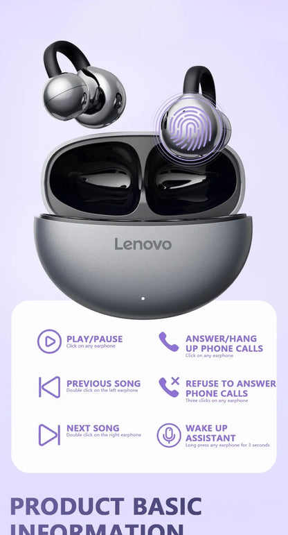 Original Lenovo TA410 Bone Conduction Wireless Earphones OWS 5.4 Bluetooth Headphones Stereo Music Call Noise Cancelling Earbuds